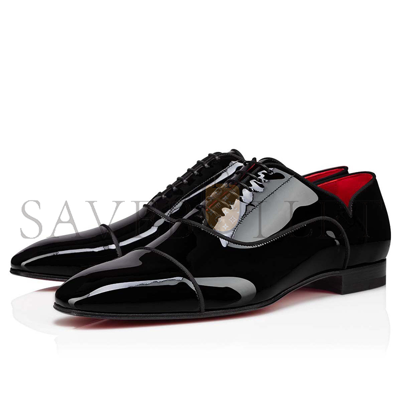 ch**an louboutin greggy chickoxF0rds patent calf leather black men 3220753j323